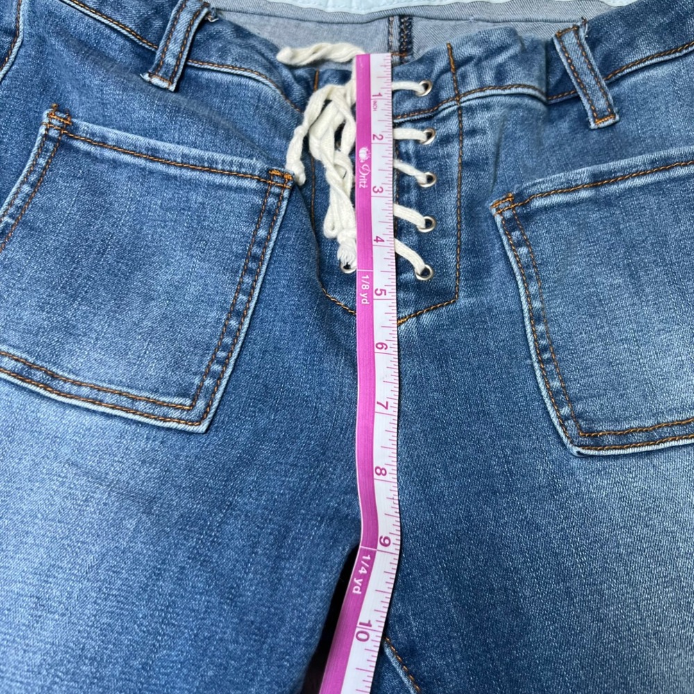 Monkey Ride Womens Size 9/29 Jeans Lace Up Front Flare Leg High Rise Denim Blue - Picture 11 of 14